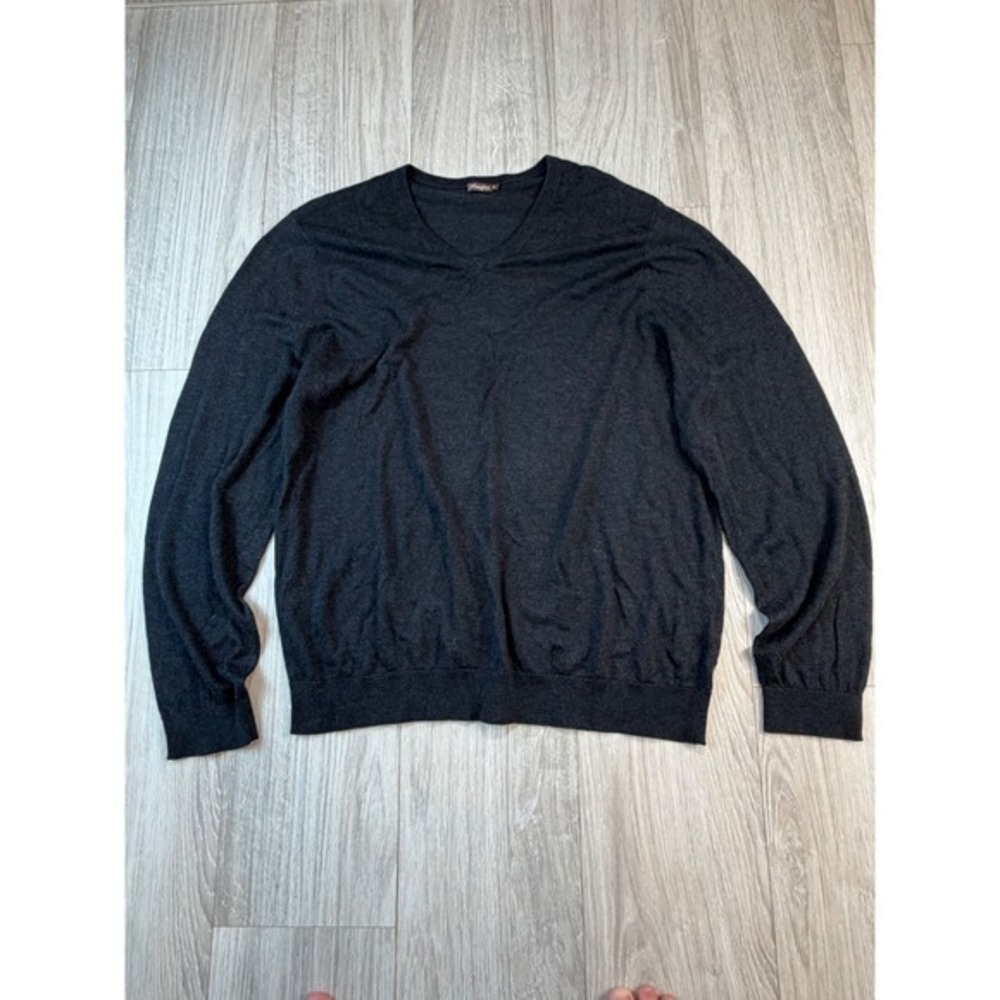 J.McLaughlin Mens‎ XL Charcoal Gray Cashmere Blend V-Neck Sweater RN159236